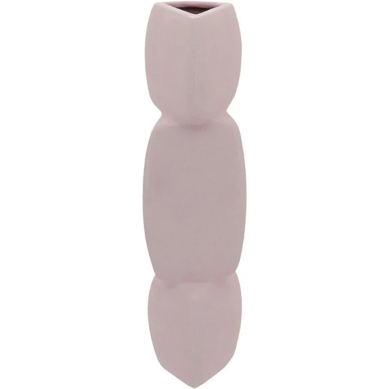 Vaso Decorativo Enfeite Casa Geométrico Home&co Cerâmica 31x8x8cm Rosa Claro