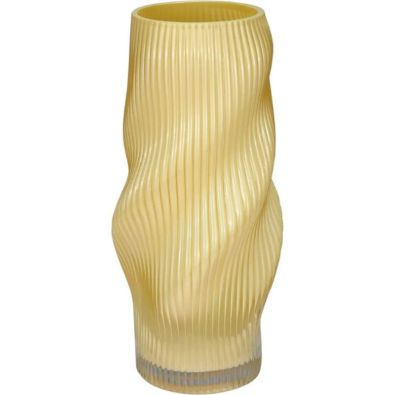 Vaso Decorativo Enfeite Casa Redondo Home&amp;co Vidro 29x13x13cm Creme