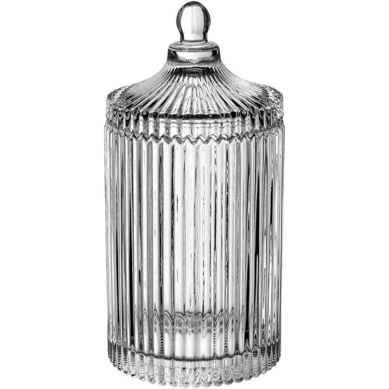 Potiche Decorativo Bomboniere Redondo Home&amp;co Com Tampa Vidro 23x10x10cm Transparente