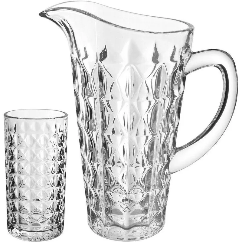 Jogo 7 Peças Jarra/copos Para Refresco Home&co Eco Crystal 1,2l/300ml Transparente