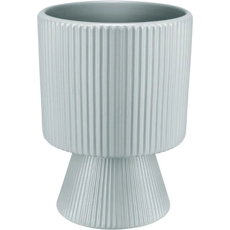 Cachepô Vaso Decorativo Planta Redondo Home&co Cerâmica 16x12x12cm Azul Claro