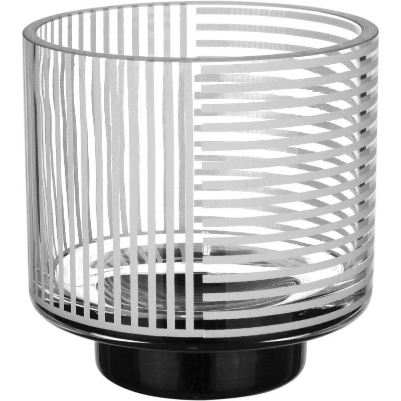Vaso Decorativo Enfeite Casa Listras Home&amp;co Vidro 10x10x10cm Transparente