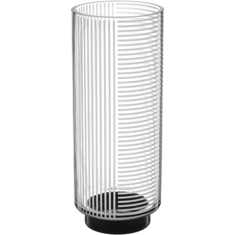 Vaso Decorativo Enfeite Casa Listras Home&amp;co Vidro 25x10x10cm Transparente