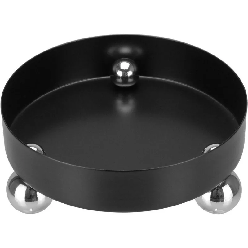 Bandeja Decorativa Para Servir Redonda Metal 6x15x15cm Preto