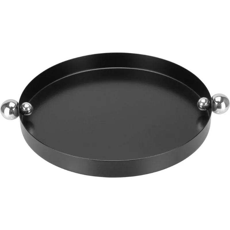 Bandeja Decorativa Redonda Home&co Metal 3x27x27cm Preto