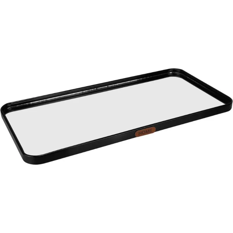 Bandeja Decorativa Retangular Espelho Metal 1x40x20cm Preta