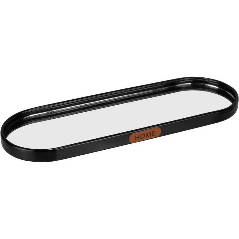 Bandeja Decorativa Oval Home&co Espelho Metal 1x30x10 Preta