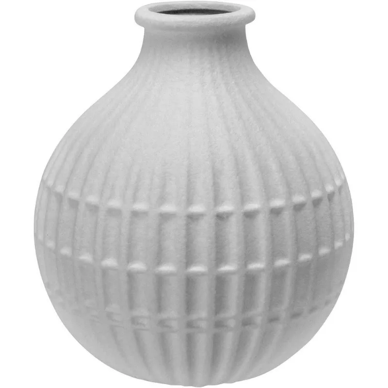 Vaso Decorativo Enfeite Redondo Home&amp;co Cerâmica Marfim