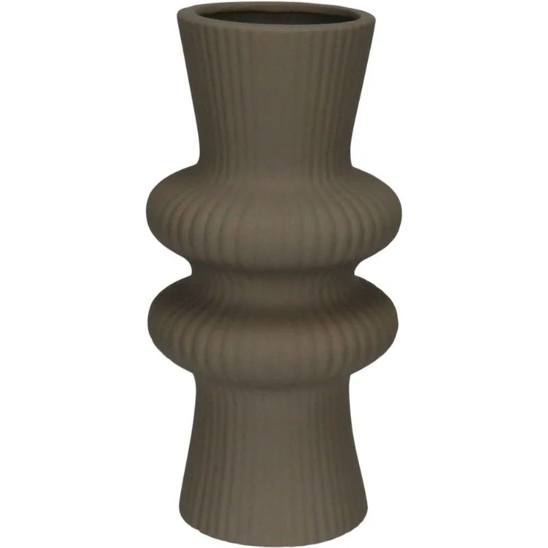 Vaso Decorativo Enfeite Redondo Home&amp;co Cerâmica 25x12 Cinza