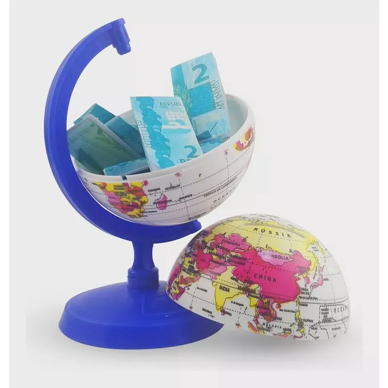 Globo Terrestre Baby Millenium Base Azul Royal Com Cofrinho