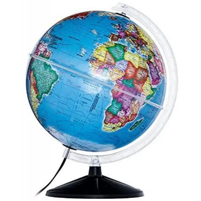 Globo Terrestre 30cm Prisma Politico Led Branco Bs/reg Azul