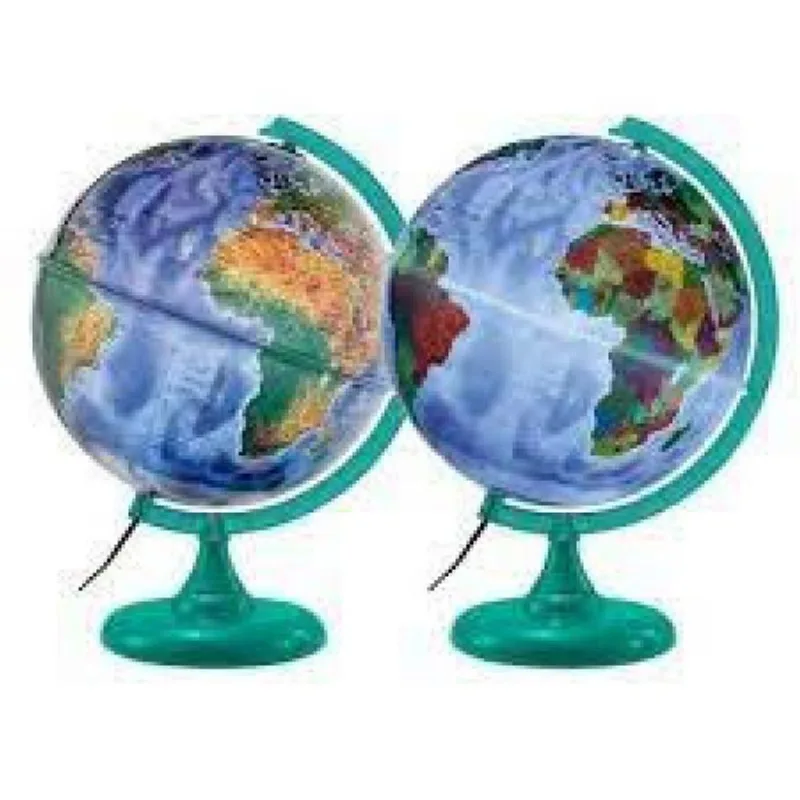 Globo Terrestre 30cm Mondo Físico / Politico Led Branco Bs/reg Verde Turquesa - 313635
