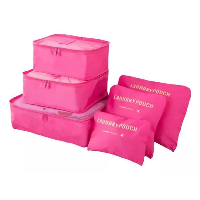 Conjunto 2 Kits Organizadores De Malas 6 Pcs Cada / Rosa