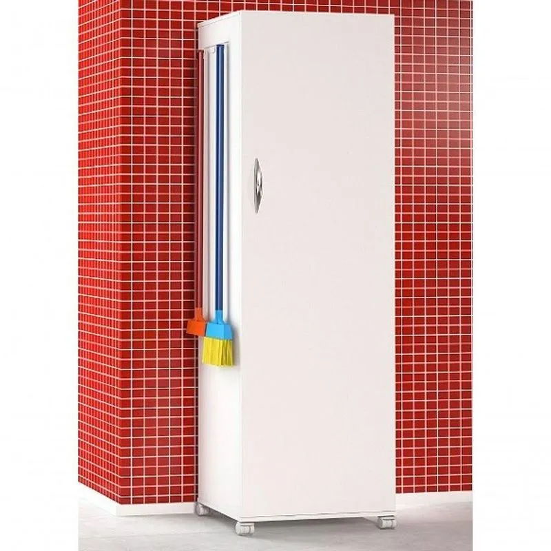 Armário 1 Porta Lavanderia Branco + Rodas Armazenamento