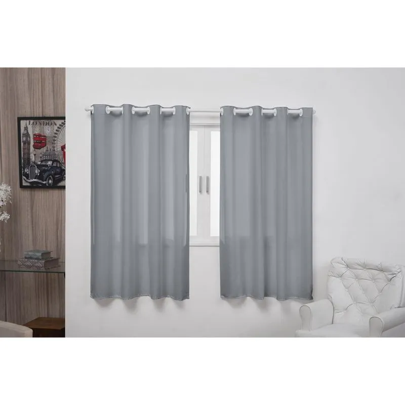 Cortina Sala Quarto 2,80 X 1,70M Cinza