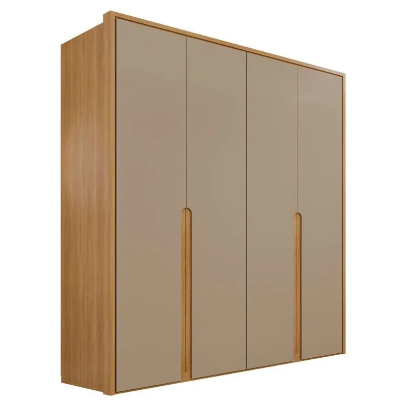 Guarda Roupa Casal Lizz 4 Portas de Bater MDF com Corrediças Telescópicas Hannover Fendi Casa D