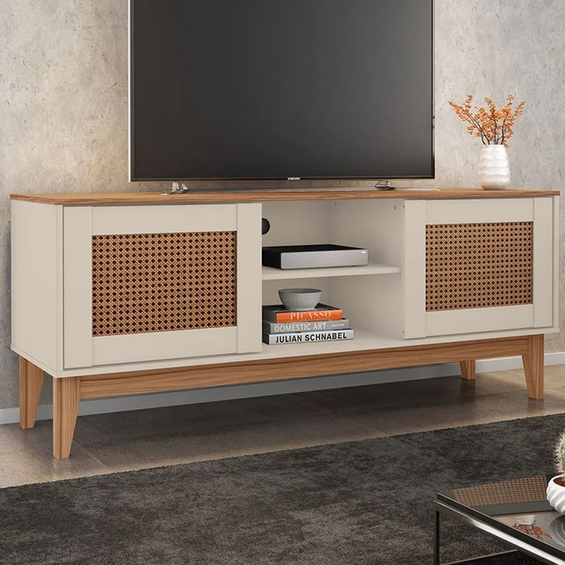 Rack Para Tv Até 60 Polegadas Safira 2 Portas 2 Nichos Off White/noce - Casa D