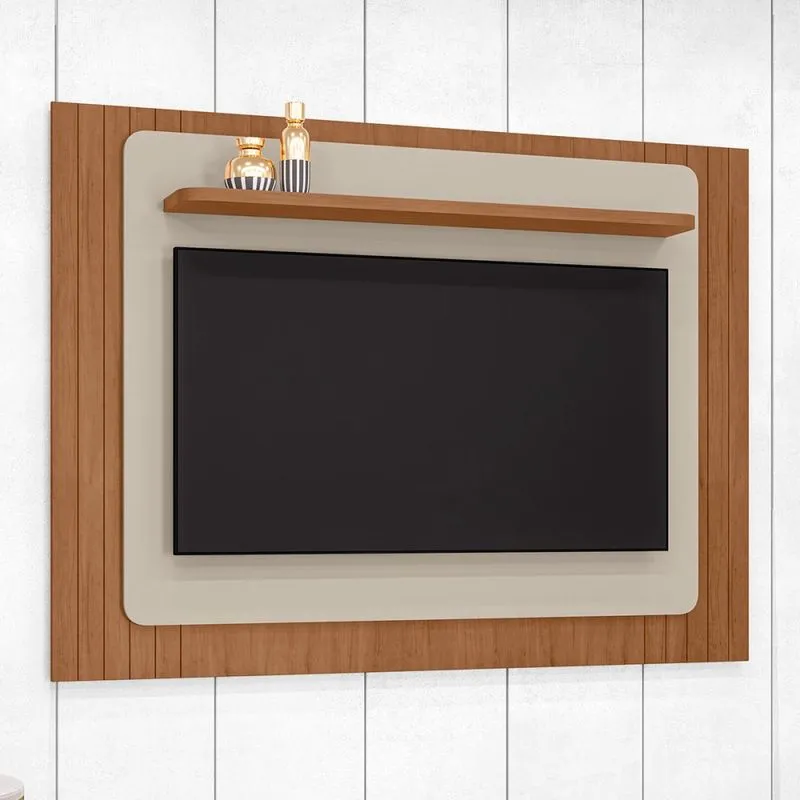 Painel para TV Até 60 Polegadas Monaco 1 Prateleira Cedro/Off White - Casa D