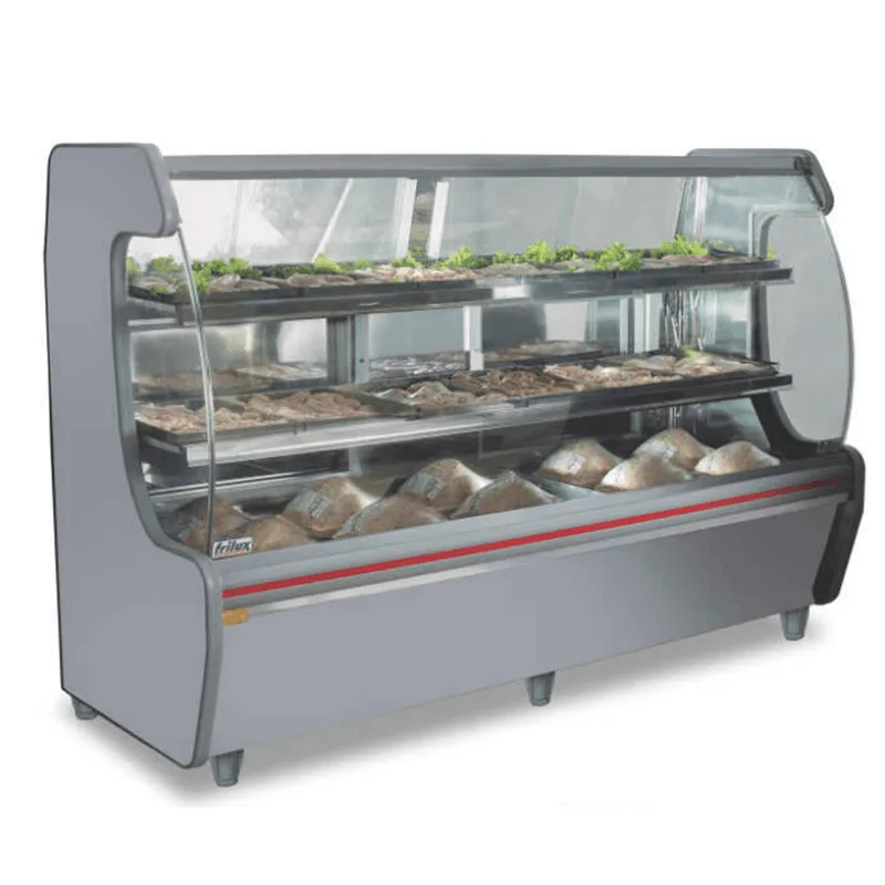 Balcão Expositor Refrigerado P/ Carnes Rf-366 - Aço Inox 2 M 18 Bandejas Iluminação Led - Frilux 220v Frilux
