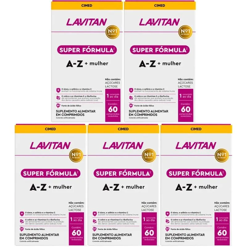 5 Multivitamínico Lavitan Super Fórmula a-z + Mulher 60 Comp