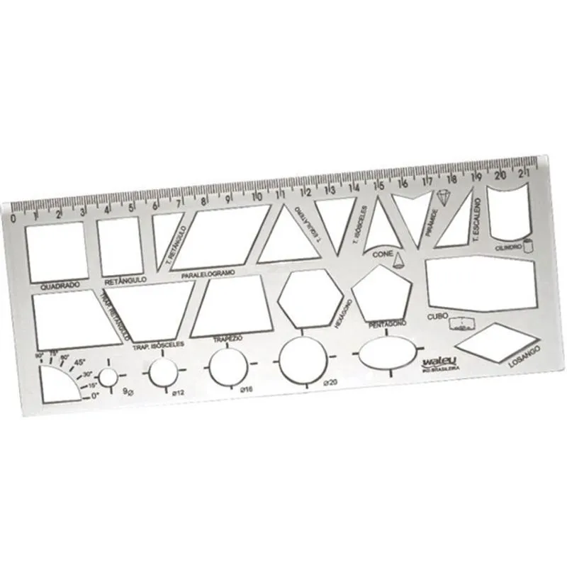Régua Geométrica Escolar 22 cm - Waleu