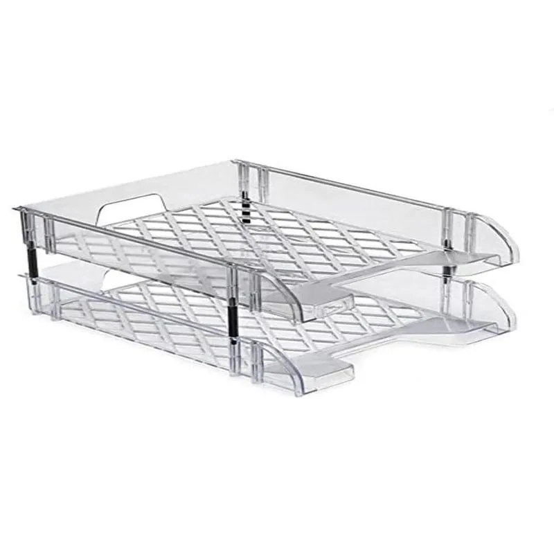 Organizador De Mesa Duplo Arquivo Bandeja Escritorio Documentos Papel Correio 2 Divisorias Premium
