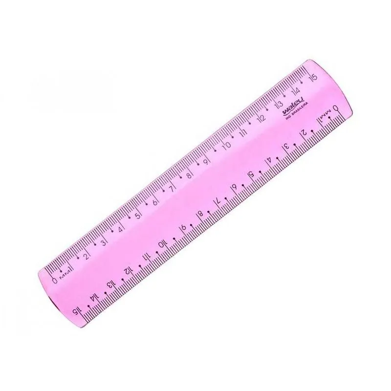 Regua New Line Acrilico Rosa 15cm Waleu