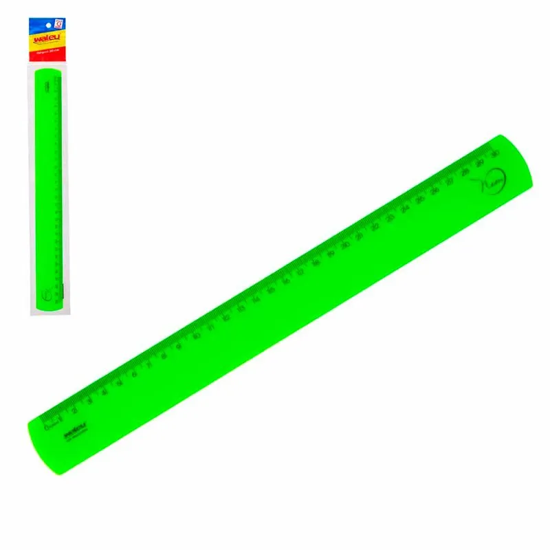 Régua 30cm Neon Rígida Verde 0050 Waleu - UN