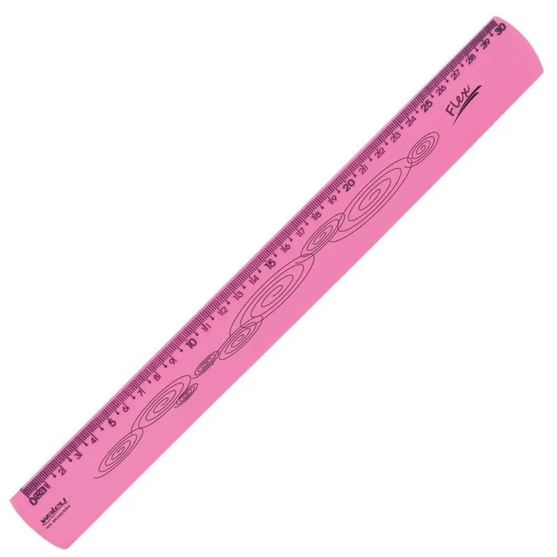 Régua Escolar Flexível 30cm Colorida Rosa Neon waleu
