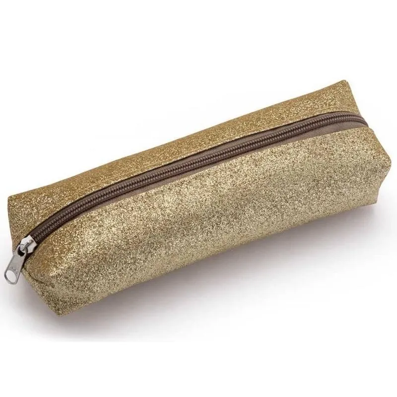Estojo Simples Glitter Dourado Waleu