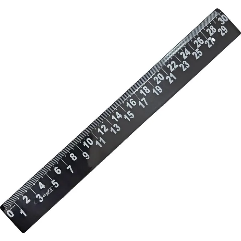 Regua Plastica Baixa Visao Preta 30CM PCT.C/10