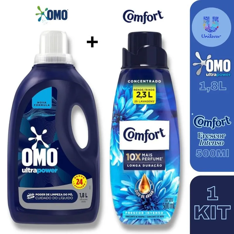 Lava-roupas Omo Ultra Power 1,8l + Amaciante Comfort Frescor Intenso 500ml