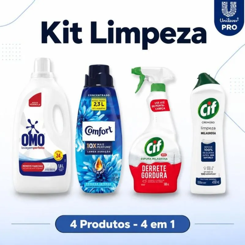 Kit Limpeza Lavanderia/cozinha Cifpró-omo-comfort-cif 4 Em 1