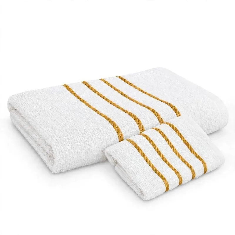 Jogo De Toalha Montreal 1 Banho 1 Rosto 100% Algodão Alta Absorção 70x130 Cm Branco Toalhas Beka