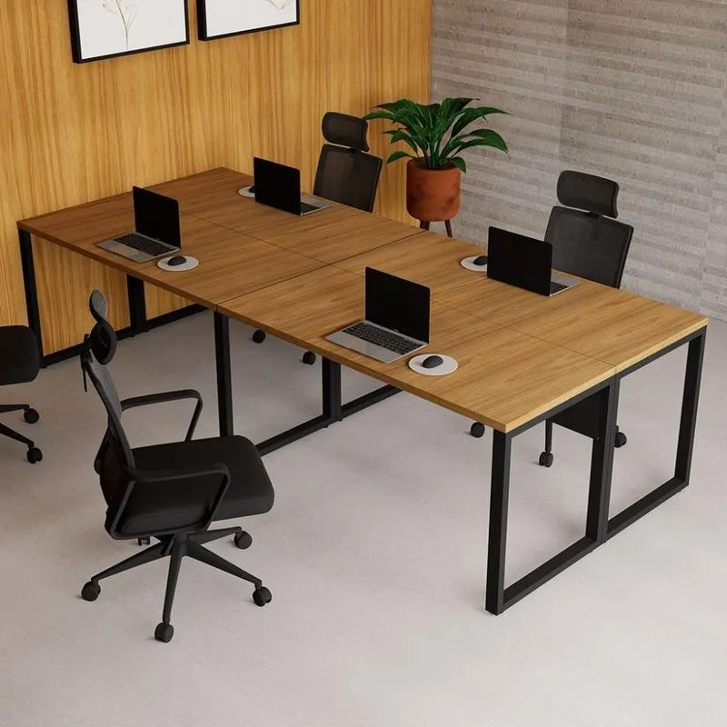 Estação De Trabalho Ilha Modular F5 Office Industrial 280cm Preto