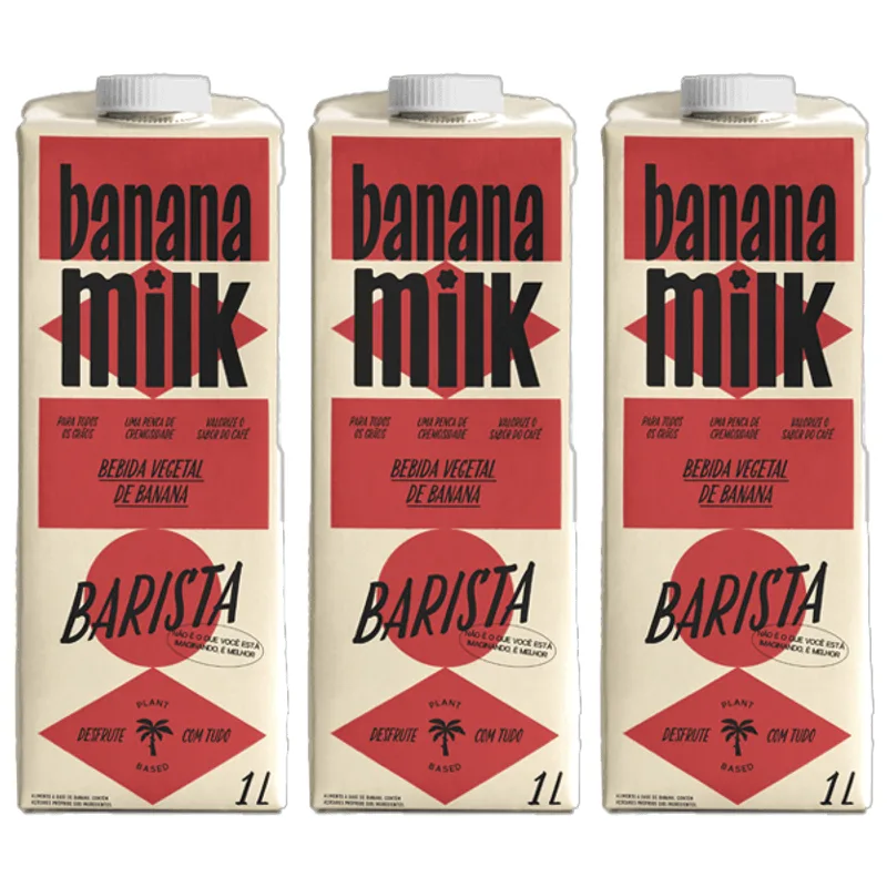 Kit 3x: Leite Vegetal De Banana Barista Banana Milk 1l