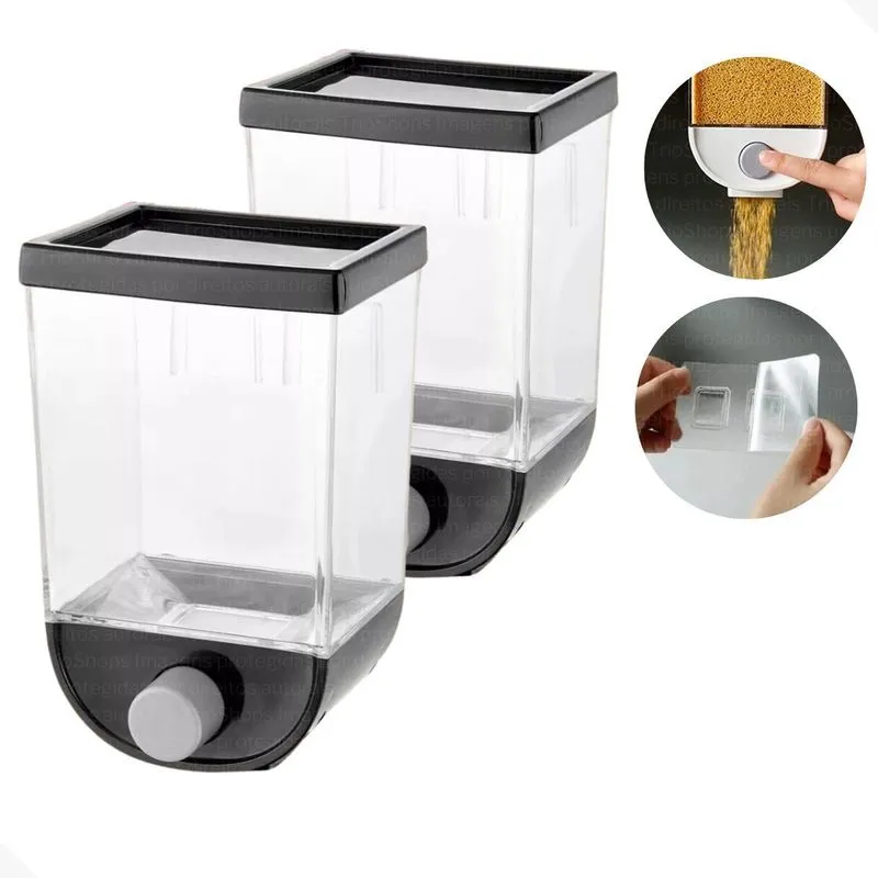 Kit 2 Dispenser Porta Cereais Para Parede 1l - Preto