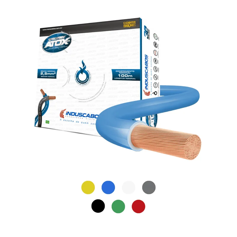 Cabo Flexível Atox 2,5mm² 750V Rolo 100m Induscabos Azul