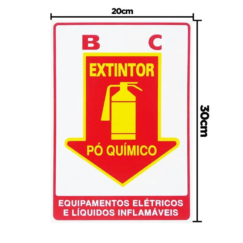 Combo 6 Placas Extintor Bc Pó Químico 20x30 - X-714 F9e
