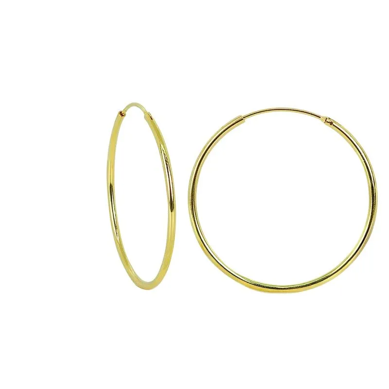 Brinco Argola Folheado A Ouro 18k Tubinho Lisa Gg