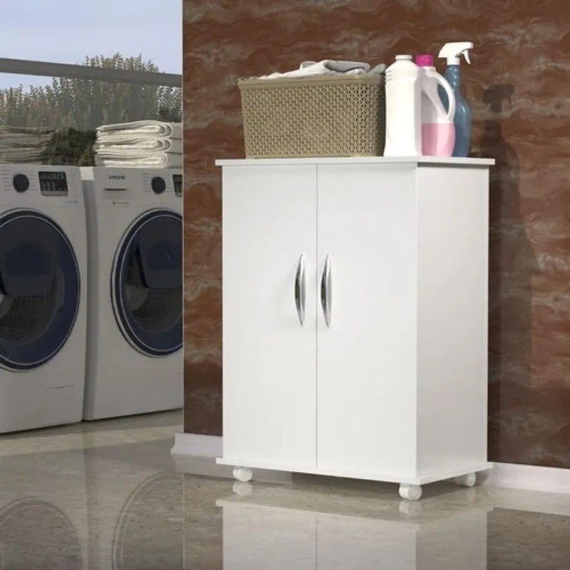Gabinete Armário Rodinhas 2 Portas Branco