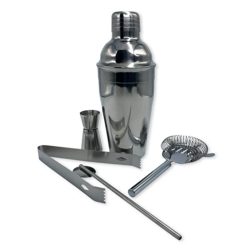 Kit Coqueteleira 5 Peças Inox Profissional 550 Ml Completo