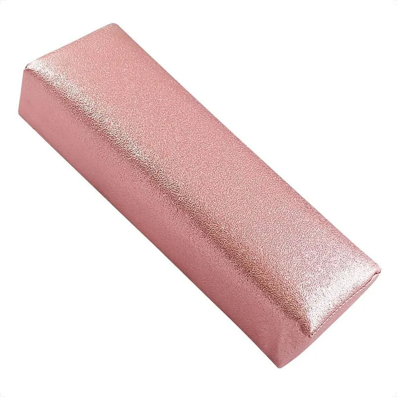 Almofada Manicure Quadrada Apoio De Mão Rosa Metálica Lisa