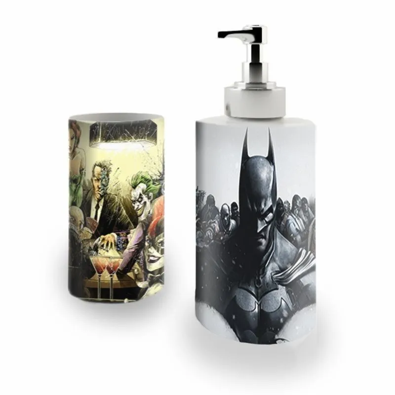 Kit Banh. Saboneteira + P.Escovas Porce.Batman 400ml (01)