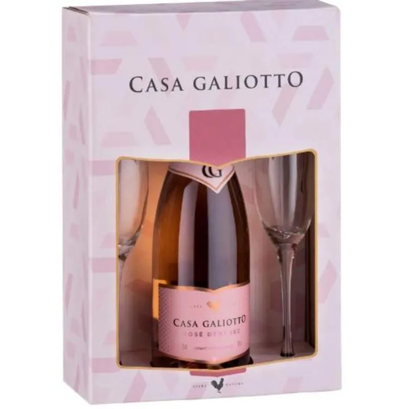 Kit Espumante Rosé 750ml + 02 Taças - Serra Gaúcha