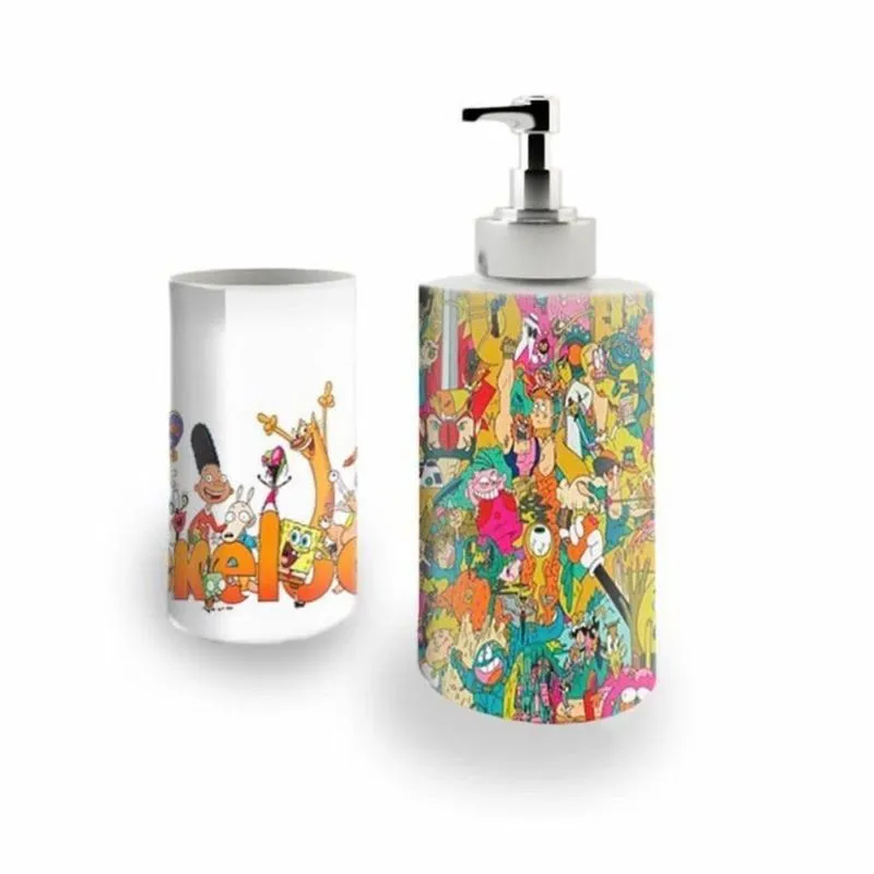 Kit Banh. Saboneteira + P.Escovas Porce.Cartoon 400ml (01)