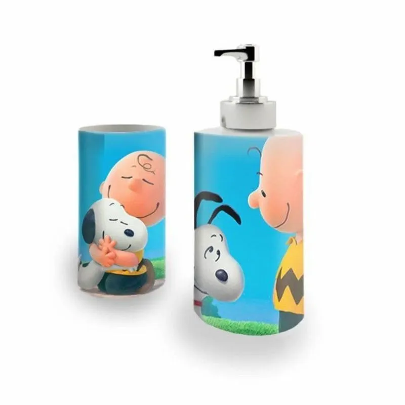 Kit Banh.Saboneteira P.Escovas Porce.Charlie Brown 400ml(01)