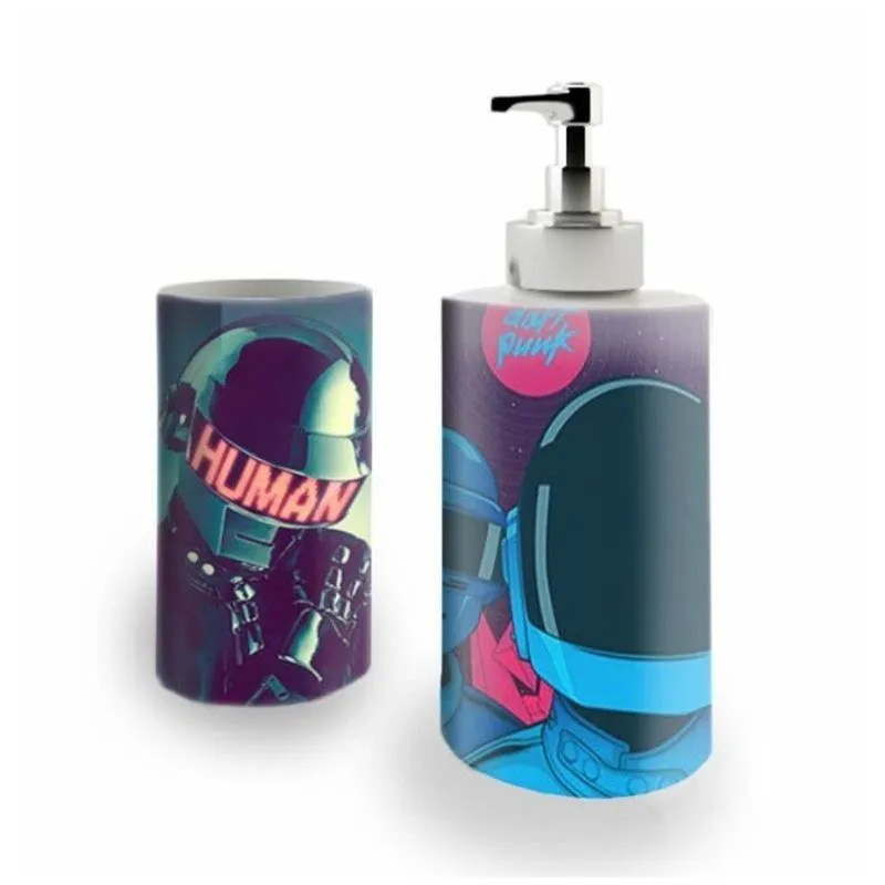 Kit Banh. Saboneteira + P.Escovas Porce.Daft Punk 400ml (01)