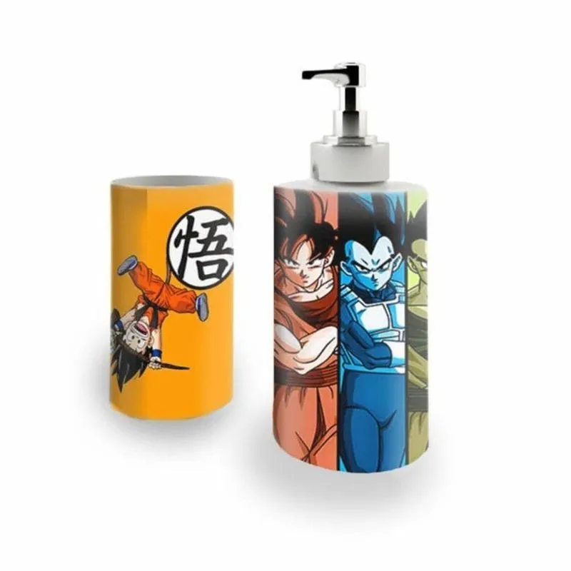 Kit Banh. Saboneteira +P.Escovas Porce.Dragon Ball 400ml(01)