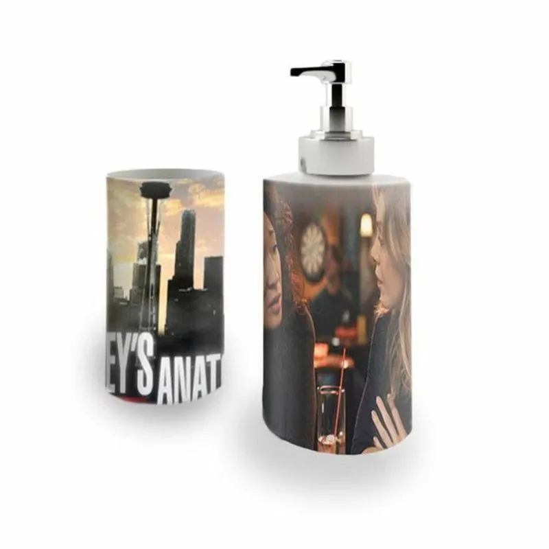 Kit Banh. Saboneteira + P.Escovas Porce.Grey's 400ml (01)